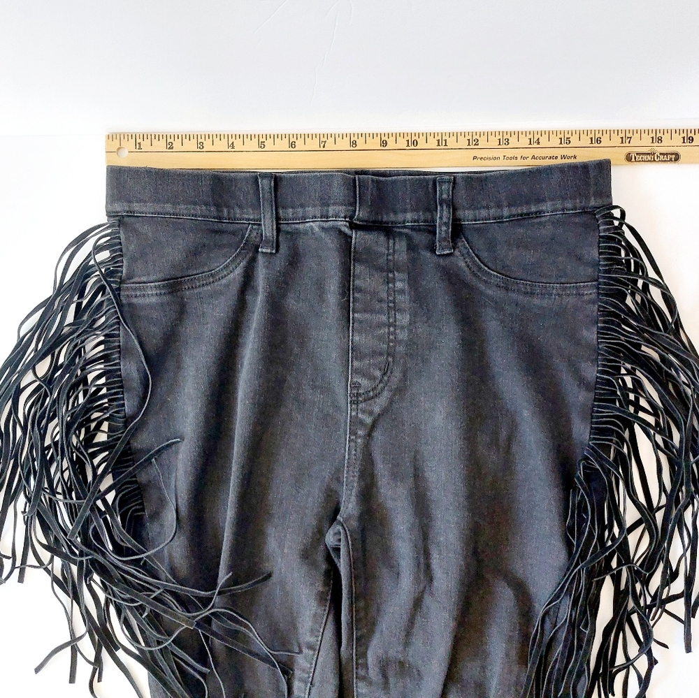 Grey/Black Western Fringe Jeans Skinny Fit Judy Blue 11/30 #JB88497 Cowgirl - Picture 7 of 9
